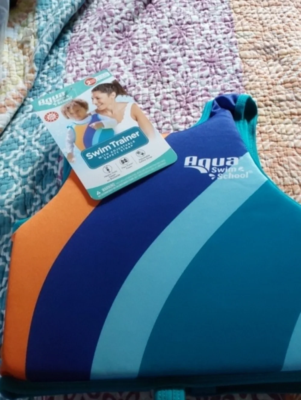 Aqua Kids Swim Trainer Vest in Teal, Navy and Orange